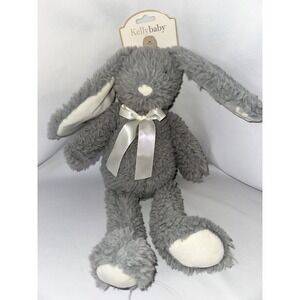 New Kelly Toy‎ Baby Plush Bunny Rabbit 16" Cuddle Crinkle ears Rattle Gray